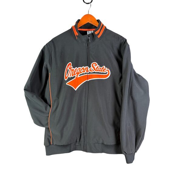 Oregon State Beavers OSU Bomber Fleece Lined Jacket Black Orange Mens Large NCAA - Picture 1 of 10